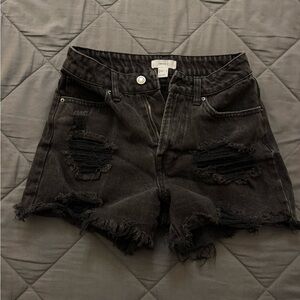 Forever 21 Black Distressed Jean Shorts